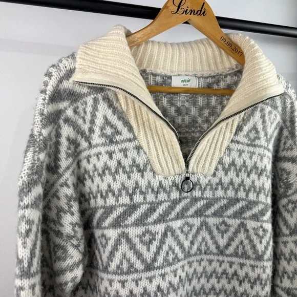 Aerie Fair Isle Half-Zip Sweater Size XS - Picture 1 of 7